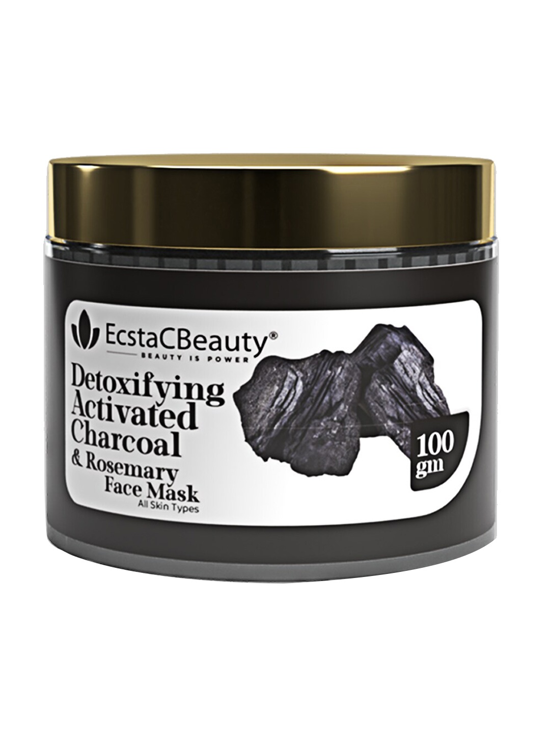 

EcstaCBeauty Detoxifying Activated Charcoal & Rosemary Facial Mask - 100g, Black