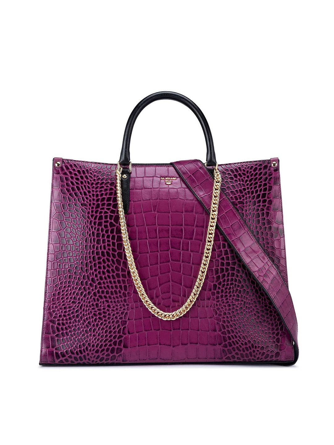 

Da Milano Textured Leather Oversized Shopper Handheld Bag, Purple