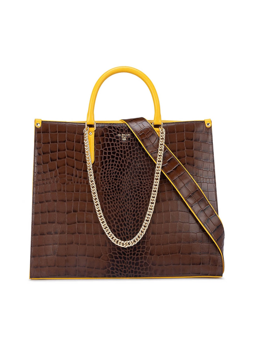 

Da Milano Textured Leather Structured Handheld Bag, Brown