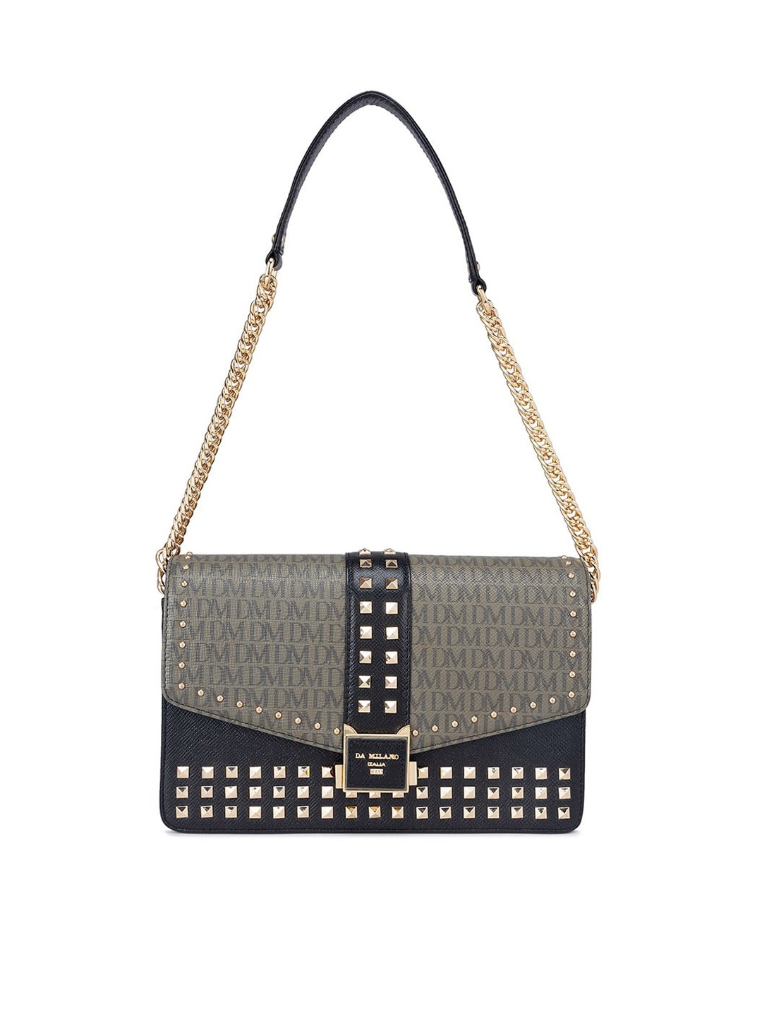 

Da Milano Embellished Leather Structured Shoulder Bag, Brown