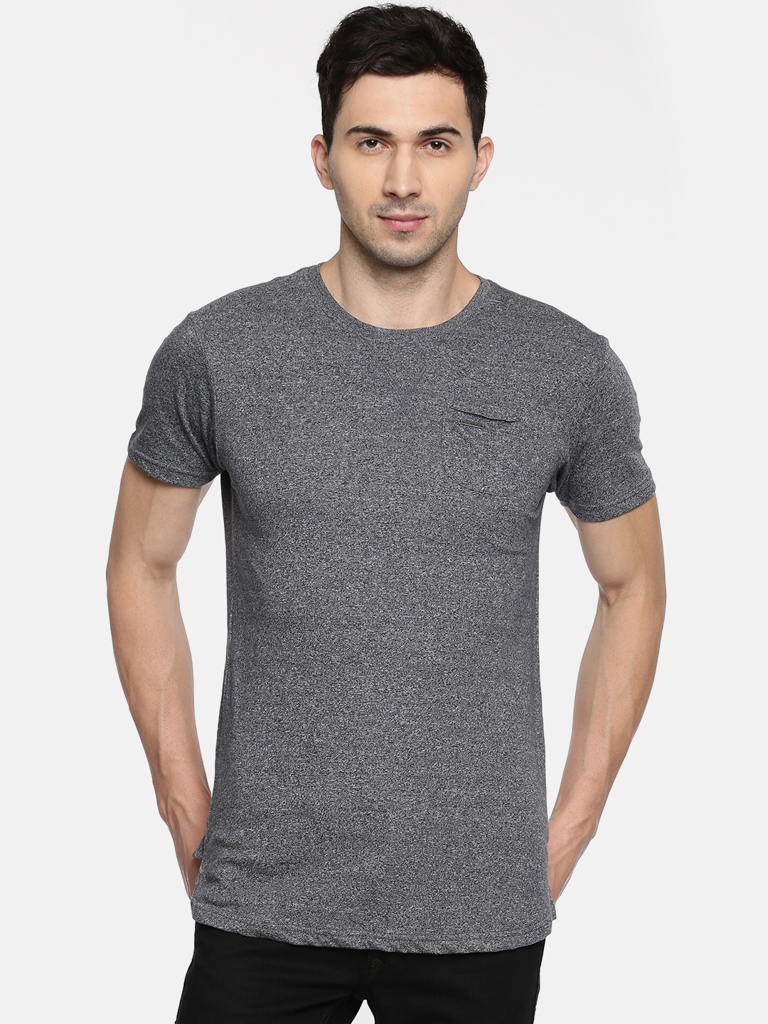 

Navy Blue Solid Round Neck T-shirt