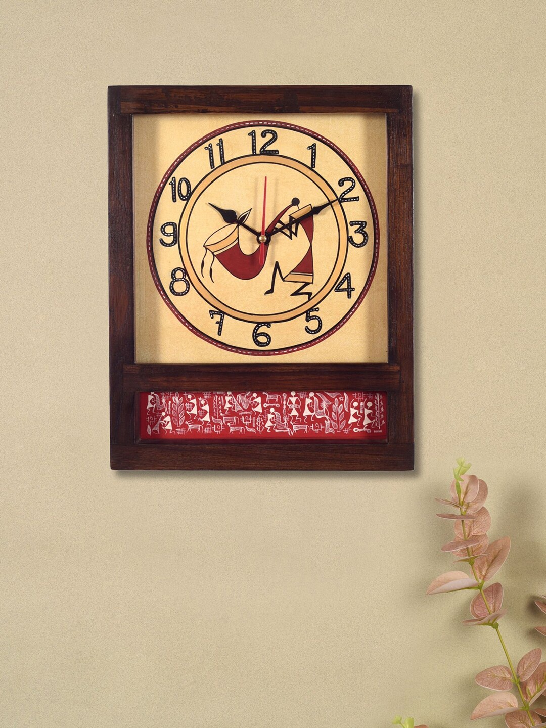 

AAKRITI ART CREATIONS Brown Printed Contemporary Wall Clock