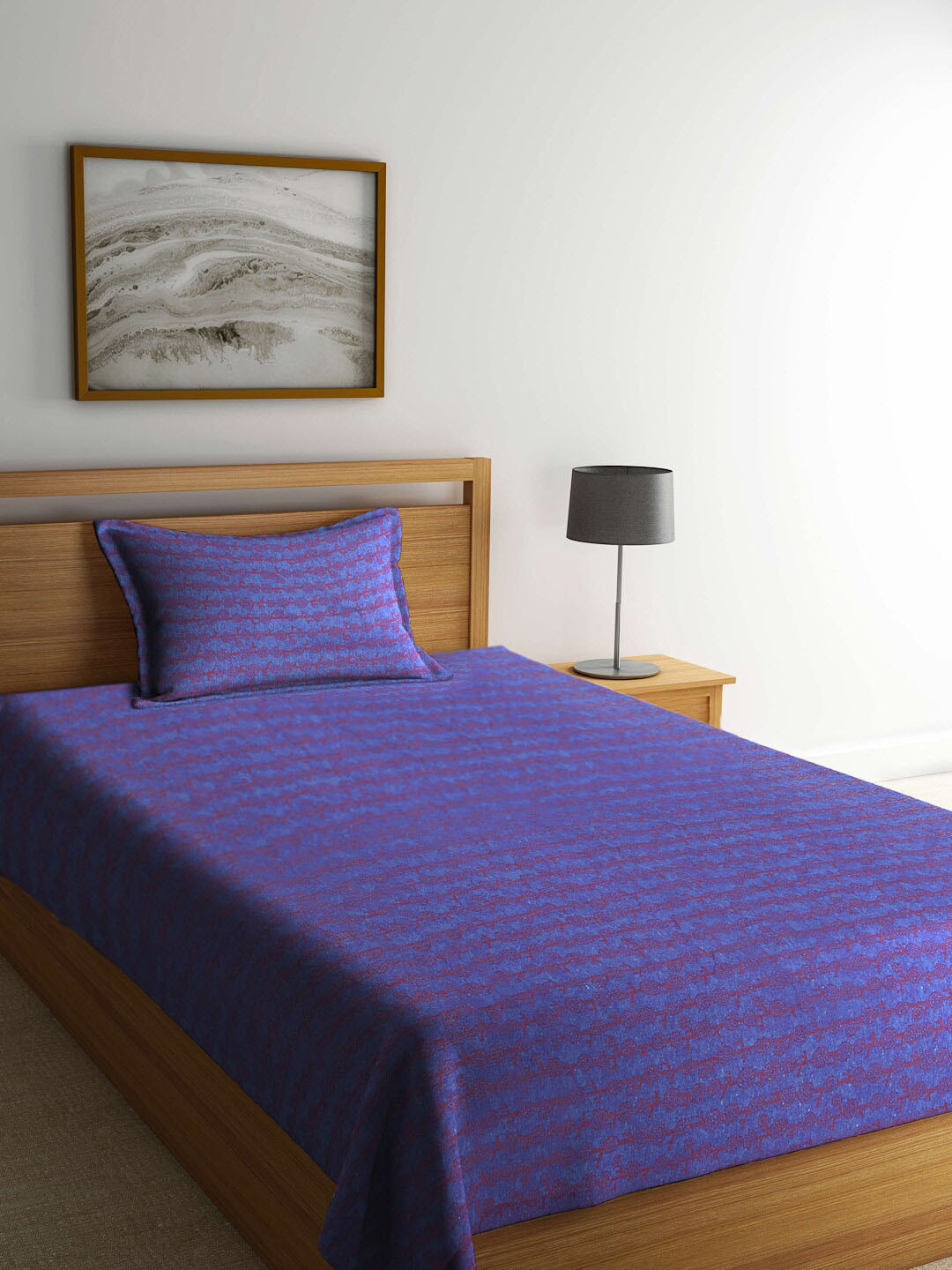 

KLOTTHE Purple Woven Design Pure Cotton 380 TC Single Bedsheet With 1 Pillow Cover