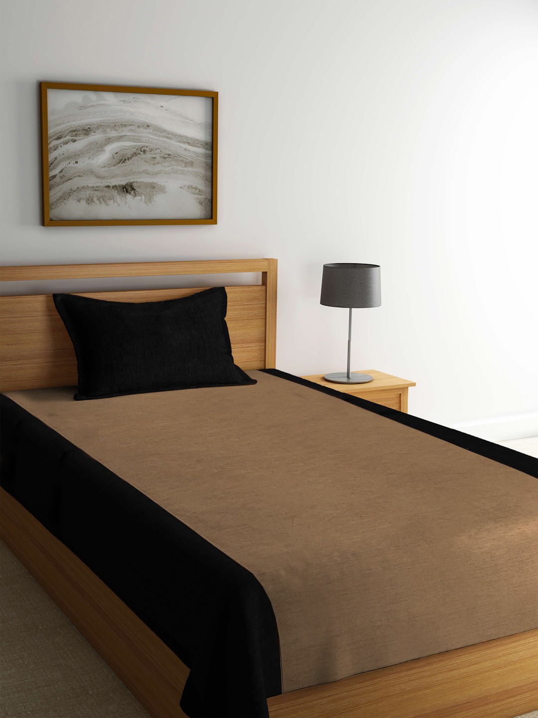 

KLOTTHE Brown & Black Pure Cotton 380 TC Single Bedsheet With 1 Pillow Cover