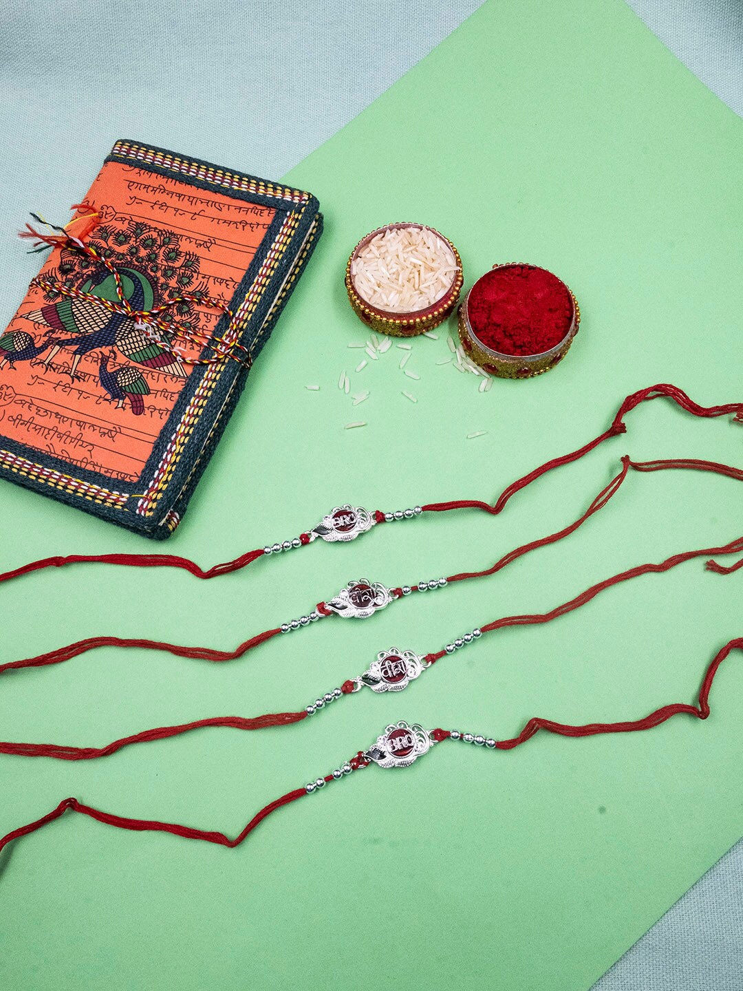 

StileAdda Set Of 4 Rakhi Combo Set, Silver