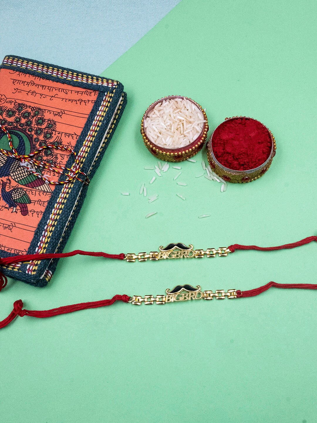 

StileAdda Set of 2 Moustache Rakhi Gift Set, Red