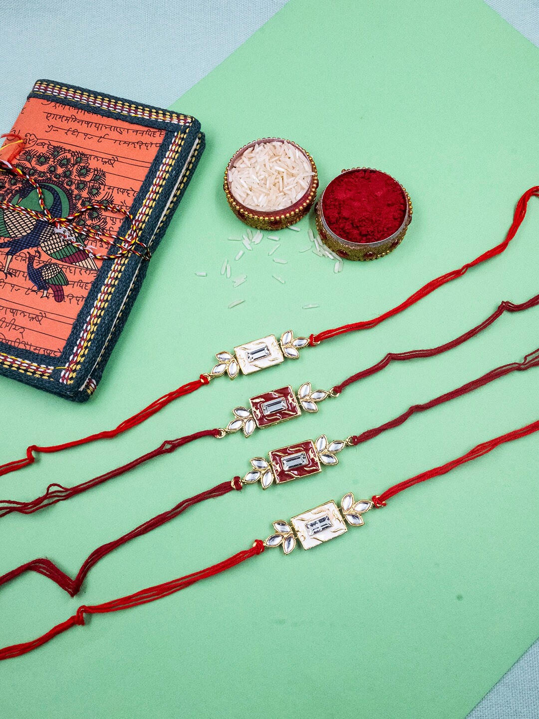 

StileAdda Set Of 4 Bhai-Bhai Rakhi, Red