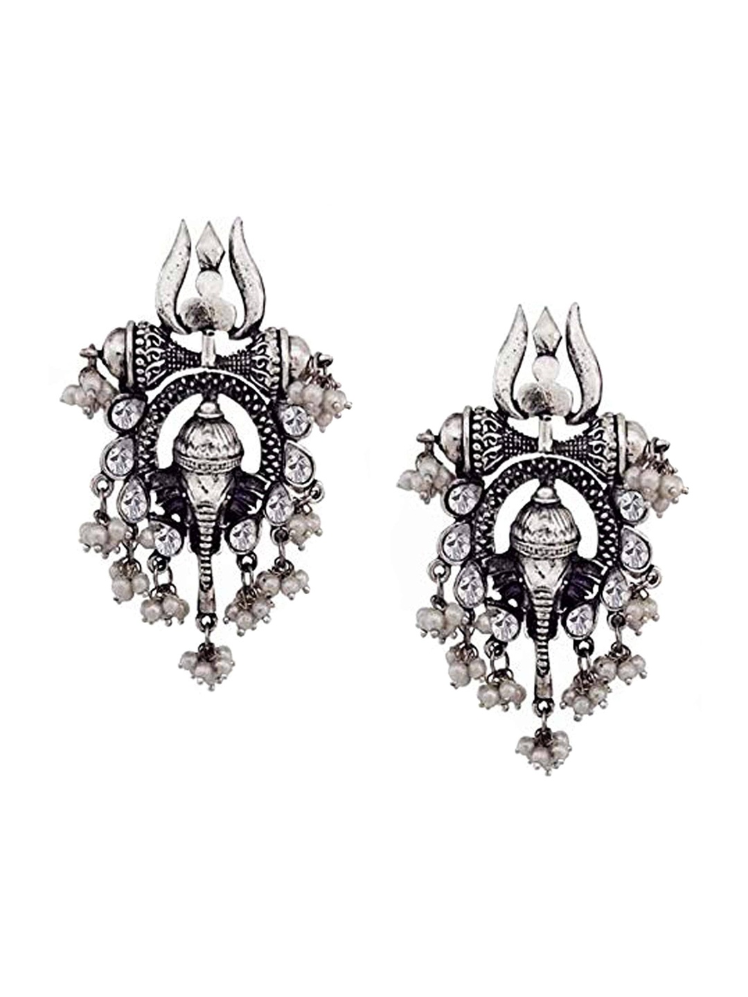 

Crunchy Fashion Silver Plated Oxidised Drop Earrings