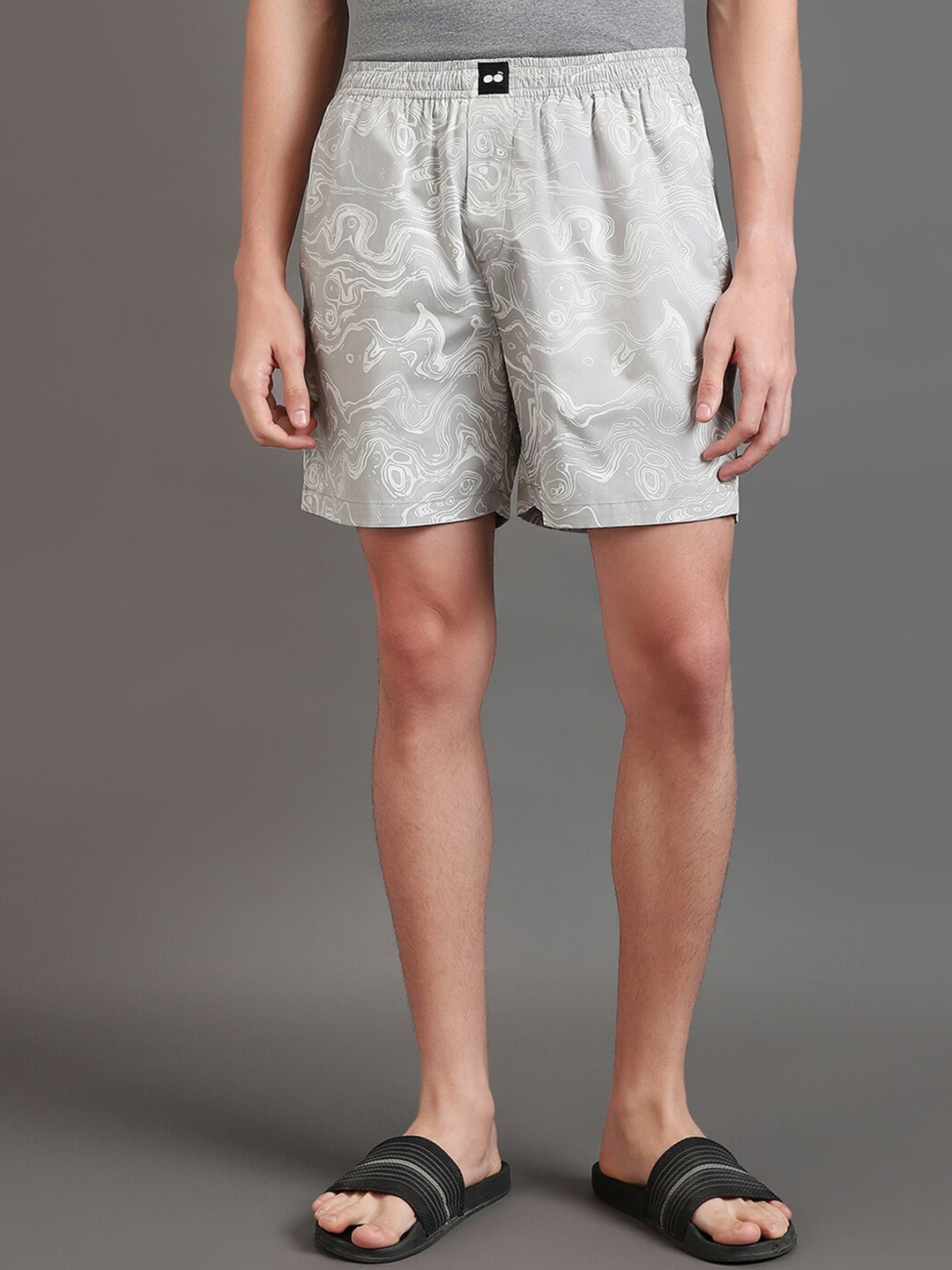 

Bewakoof Printed Pure Cotton Boxers 581634, Grey