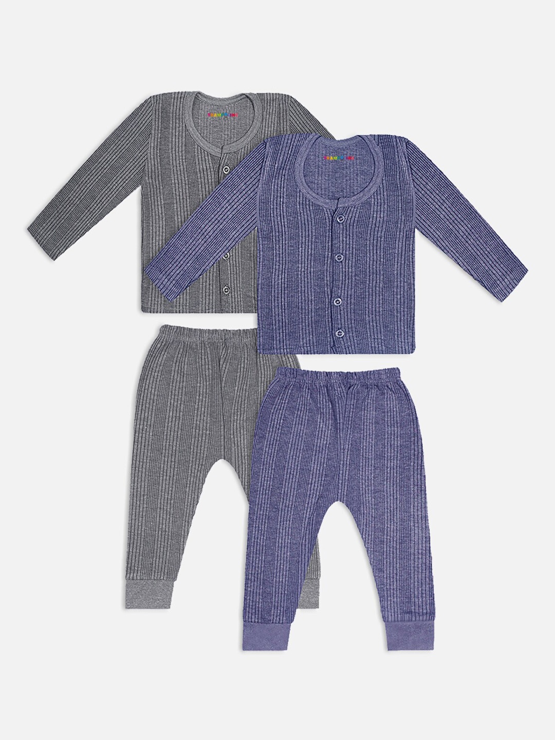 

Trampoline Infants Pack Of 2 Striped Cotton Thermal Set, Grey