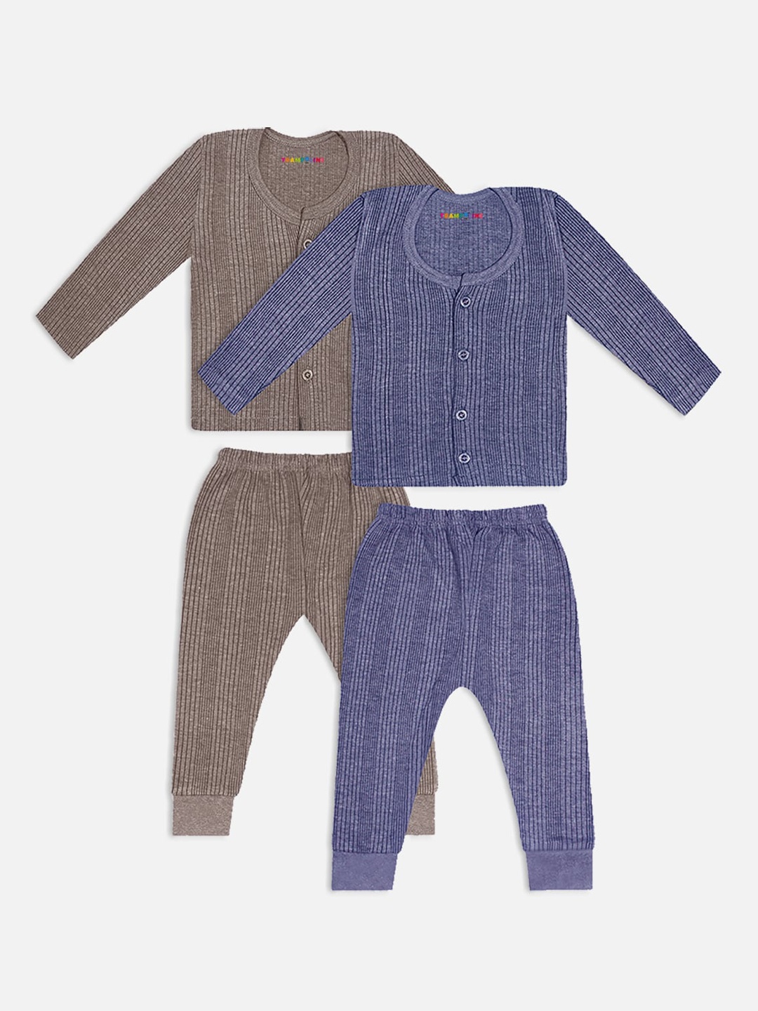 

Trampoline Infants Pack Of 2 Striped Cotton Thermal Set, Brown