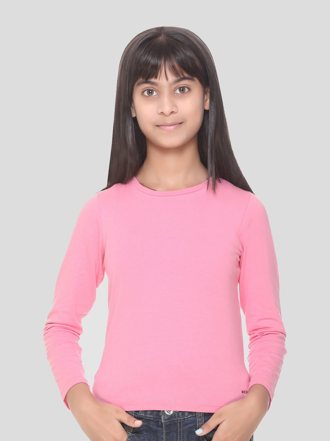 

EDRIO Girls Round Neck Cotton T-shirt, Pink