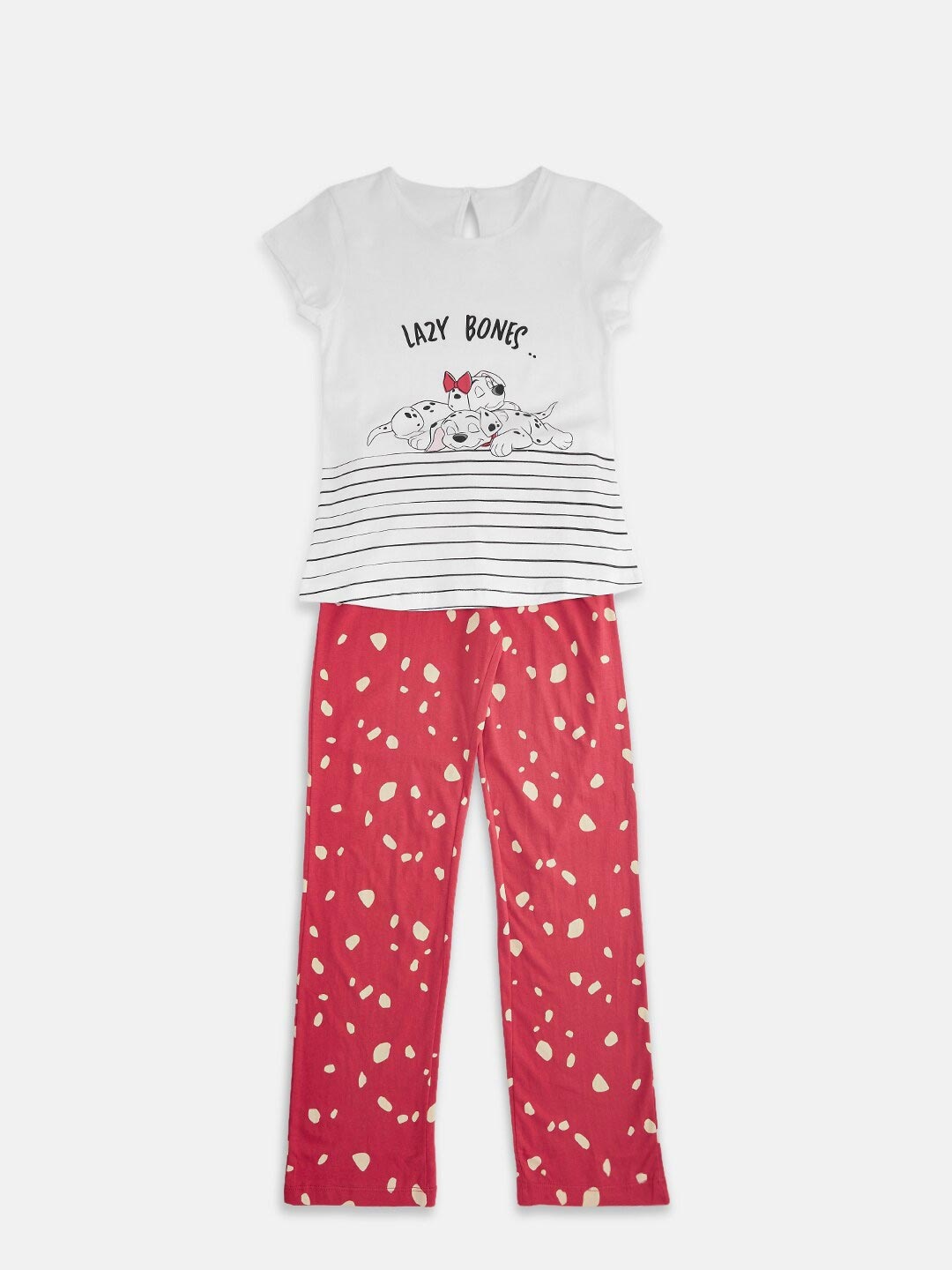 

Pantaloons Junior Girls Printed Pure Cotton T-shirt with Trousers, Off white