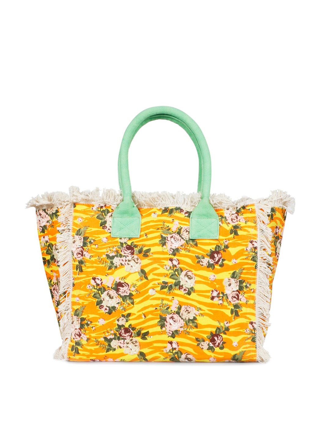 

Saint G Floral Printed Handheld Bag with Fringed Detail, Yellow