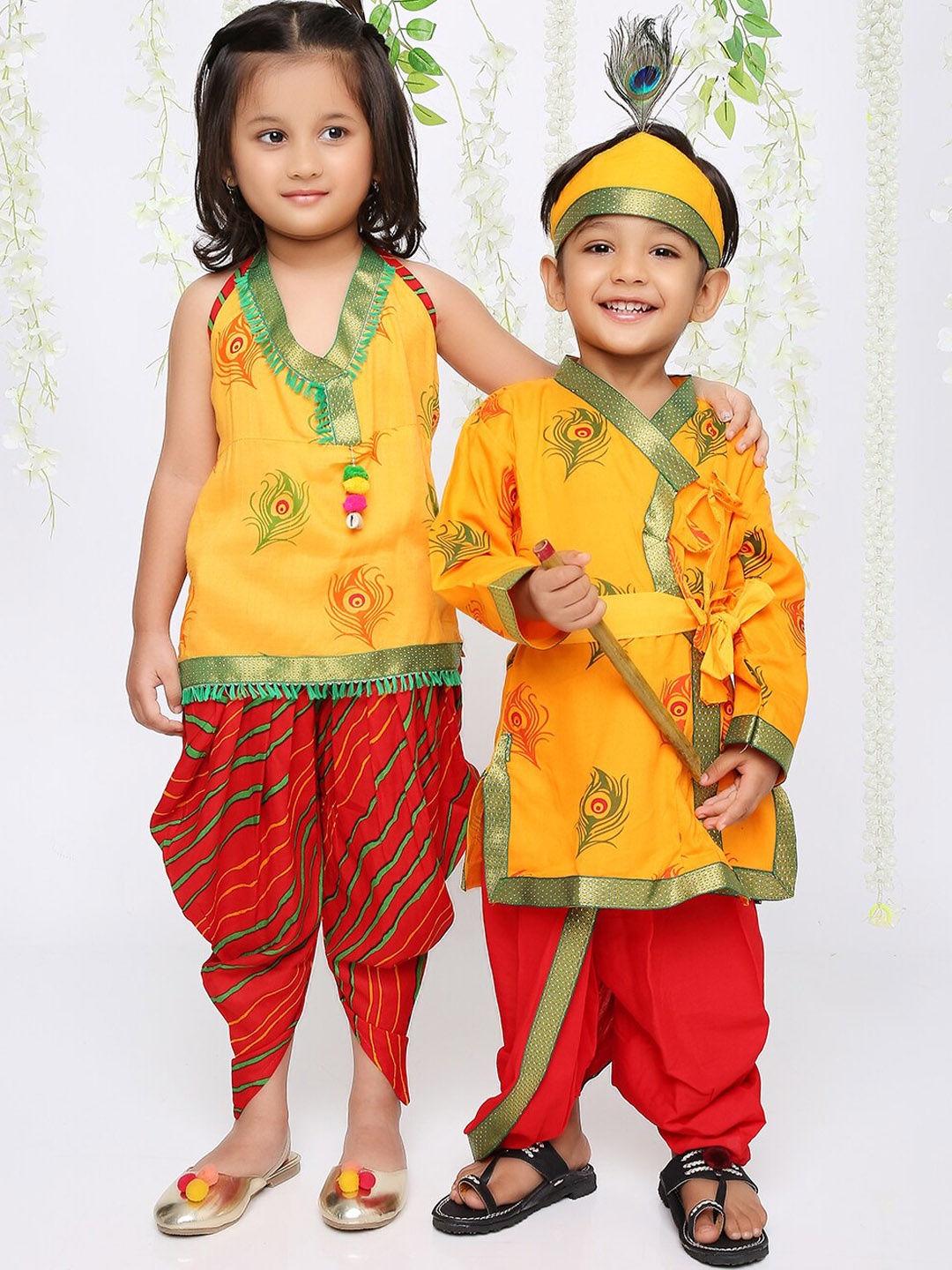 

KID1 Boys Ethnic Motifs Printed Angrakha Kurti with Dhoti Pants, Yellow