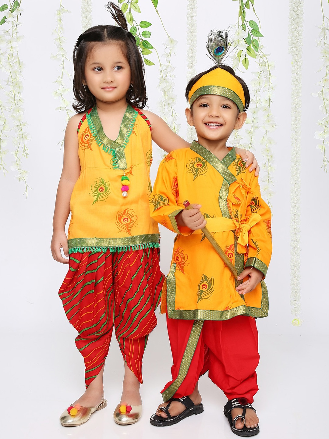 

KID1 Girls Ethnic Motifs Printed Regular Kurti with Dhoti Pants, Yellow