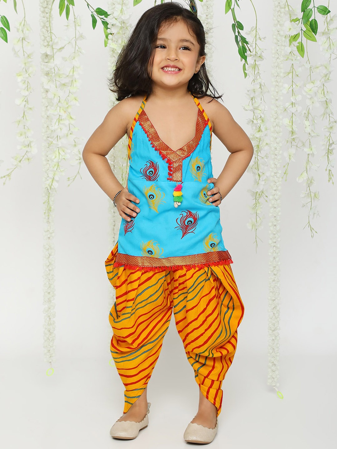 

KID1 Girls Ethnic Motifs Printed Regular Kurti with Dhoti Pants, Blue