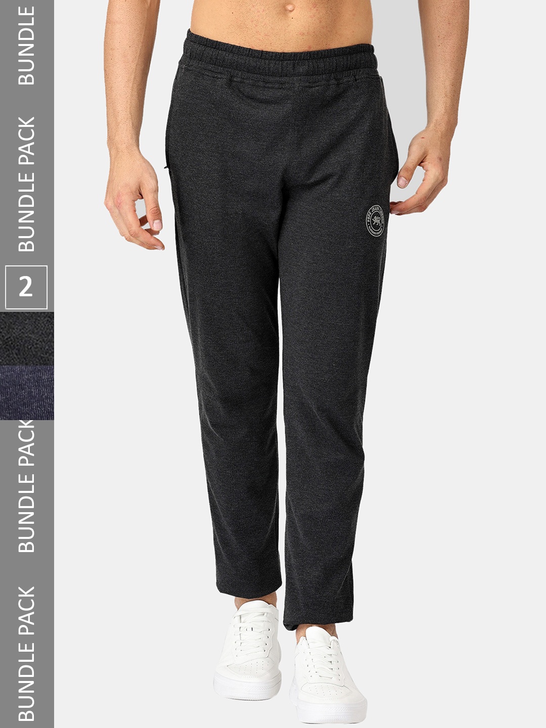 

Pepe Jeans Men Pack Of 2 Mid-Rise Pure Cotton Track Pants, Grey