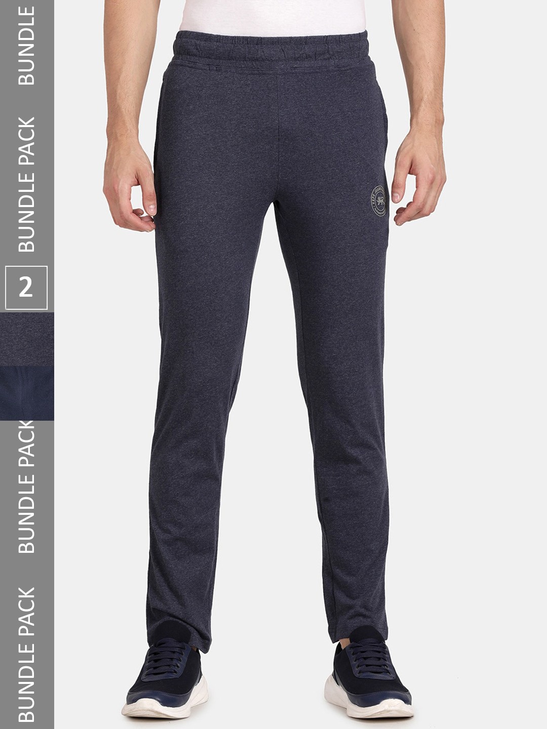 

Pepe Jeans Men Pack Of 2 Mid-Rise Breathable Pure Cotton Track Pants, Blue