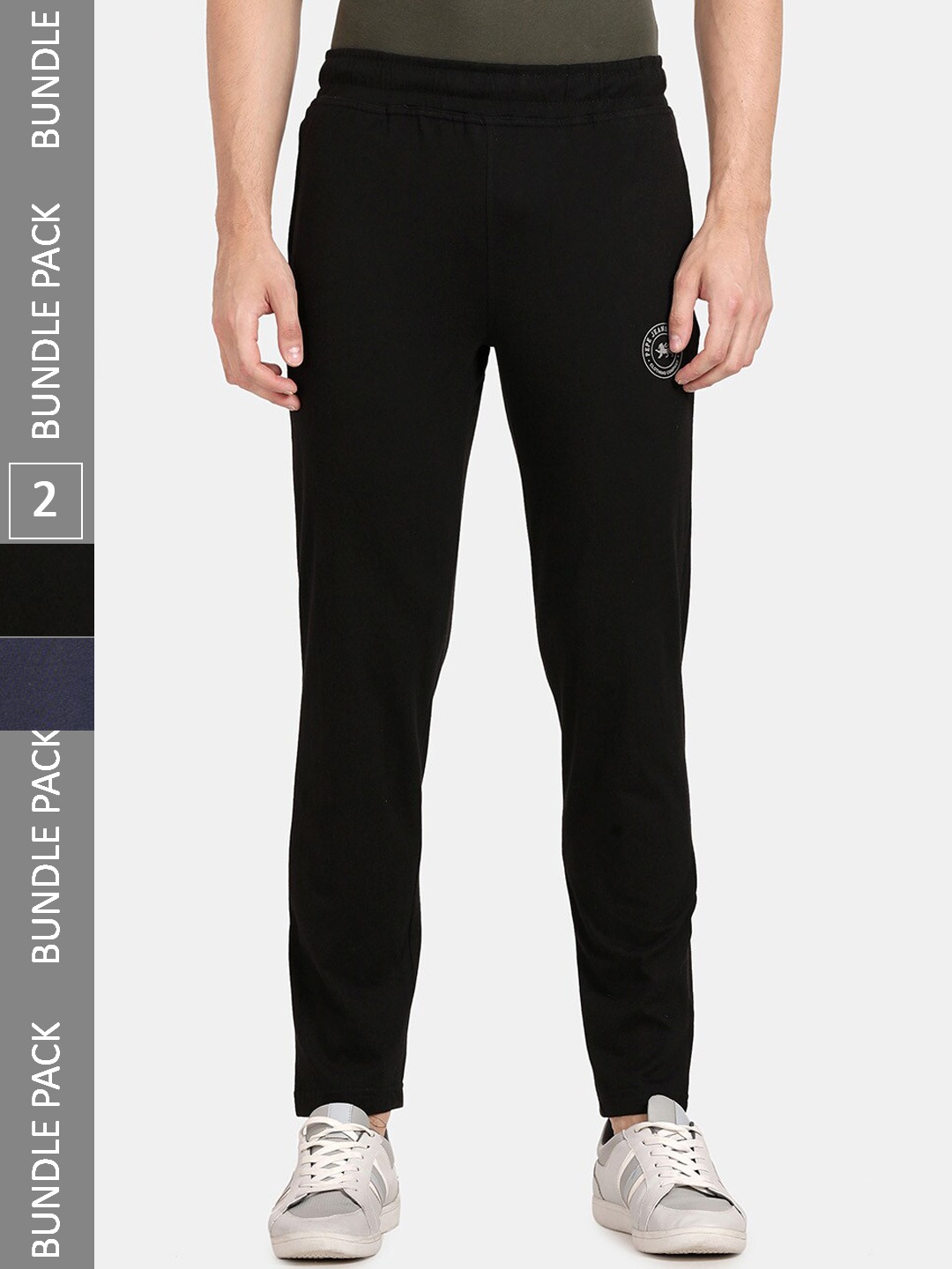 

Pepe Jeans Men Pack Of 2 Mid-Rise Pure Cotton Track Pants, Black