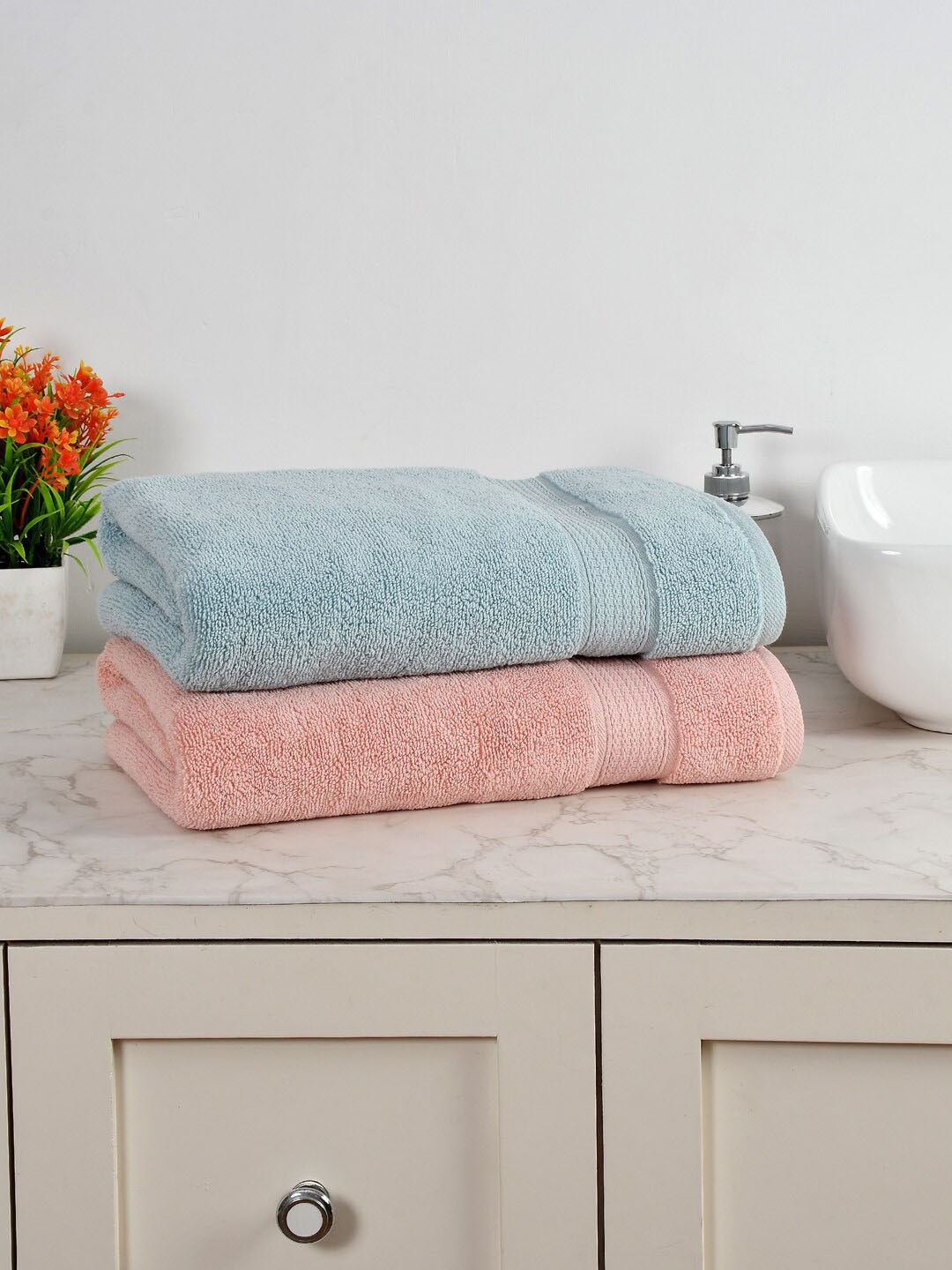 

AVI Living Blue 2-Pieces 550 GSM Pure Cotton Large Bath Towel