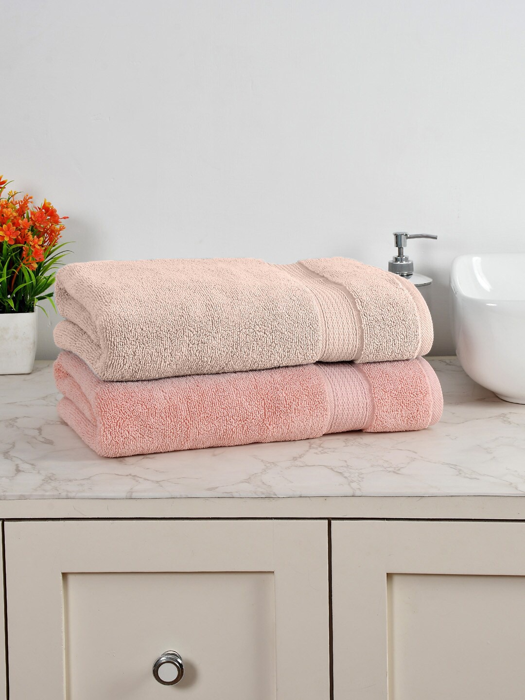 

AVI Living Pink 2 Pieces 550 GSM Pure Cotton Large Bath Towels