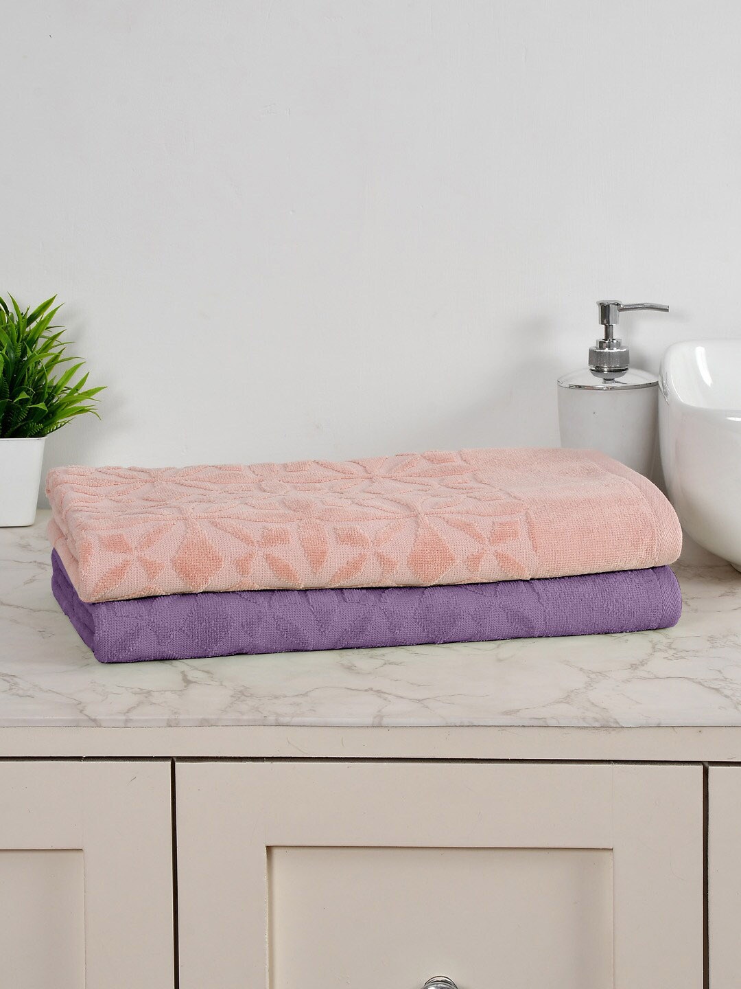 

AVI Living Pink & Purple 2 Pieces 350GSM Pure Cotton Bath Towels