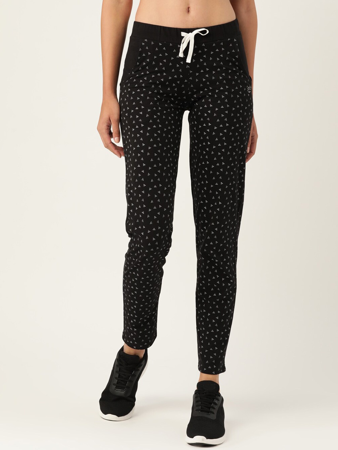 

FEMEA Women Printed Cotton Track Pants, Black