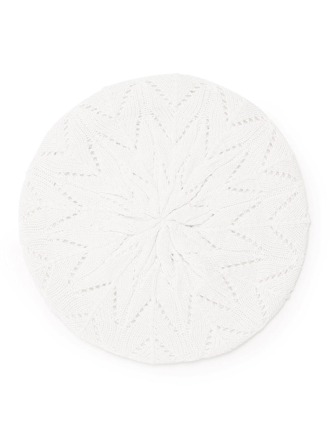 

Bharatasya Self Design Knitted Cotton Beret, White