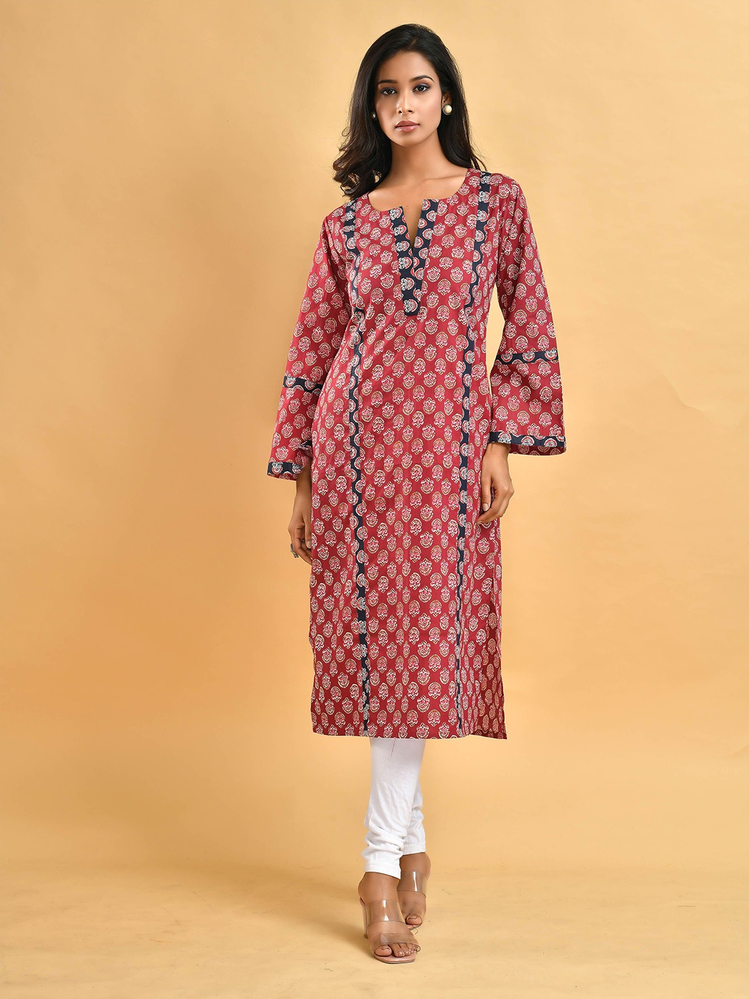 

Disli Printed Pure Cotton Straight Kurta, Red