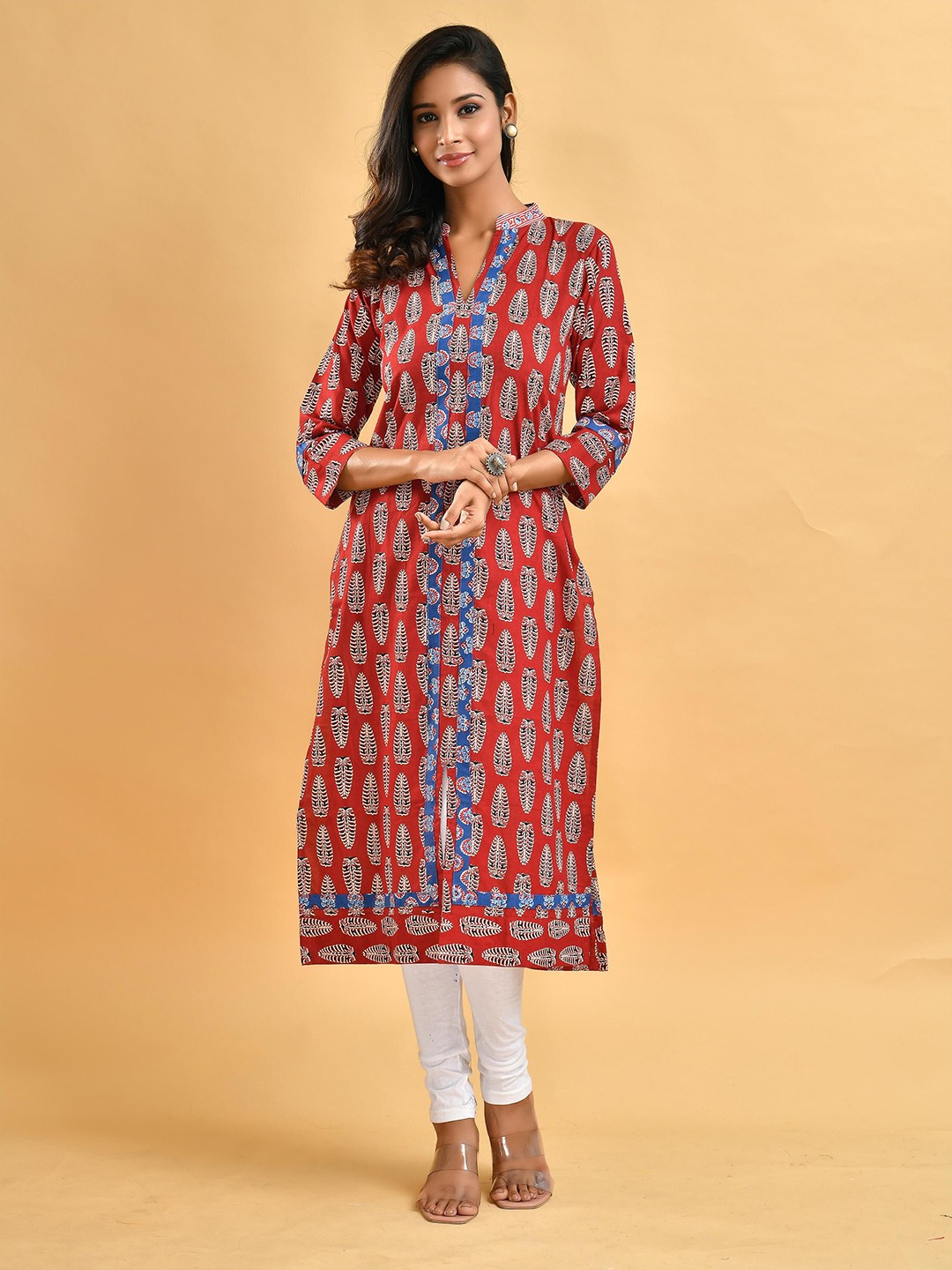 

Disli Printed Pure Cotton Straight Kurta, Red