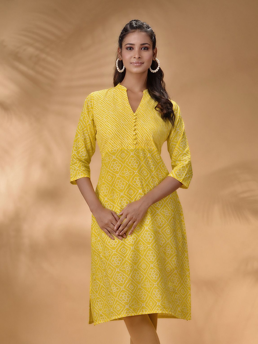 

Disli Printed Pure Cotton Straight Kurta, Yellow