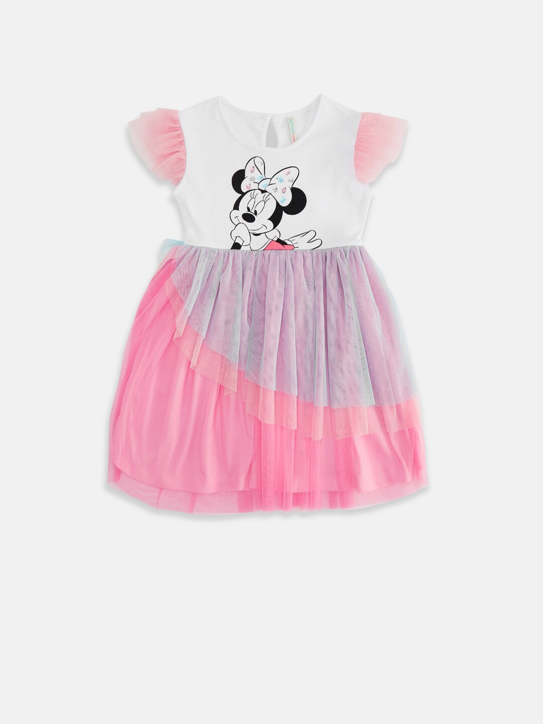 

Pantaloons Junior Girls Minnie Mouse Printed Cotton Fit & Flare Dress, Pink