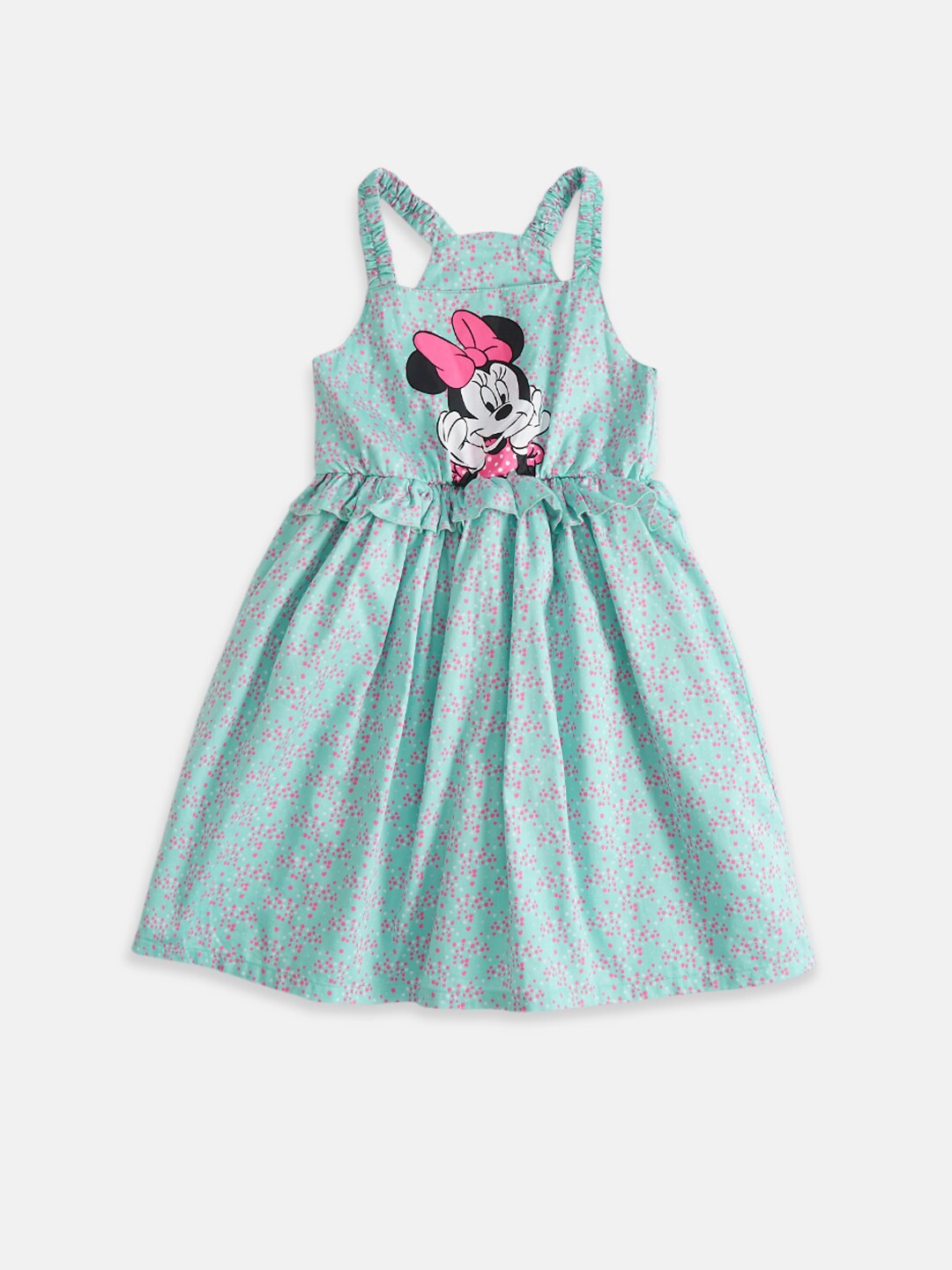 

Pantaloons Junior Girls Minnie Mouse Printed Ruffles Cotton Fit & Flare Dress, Blue