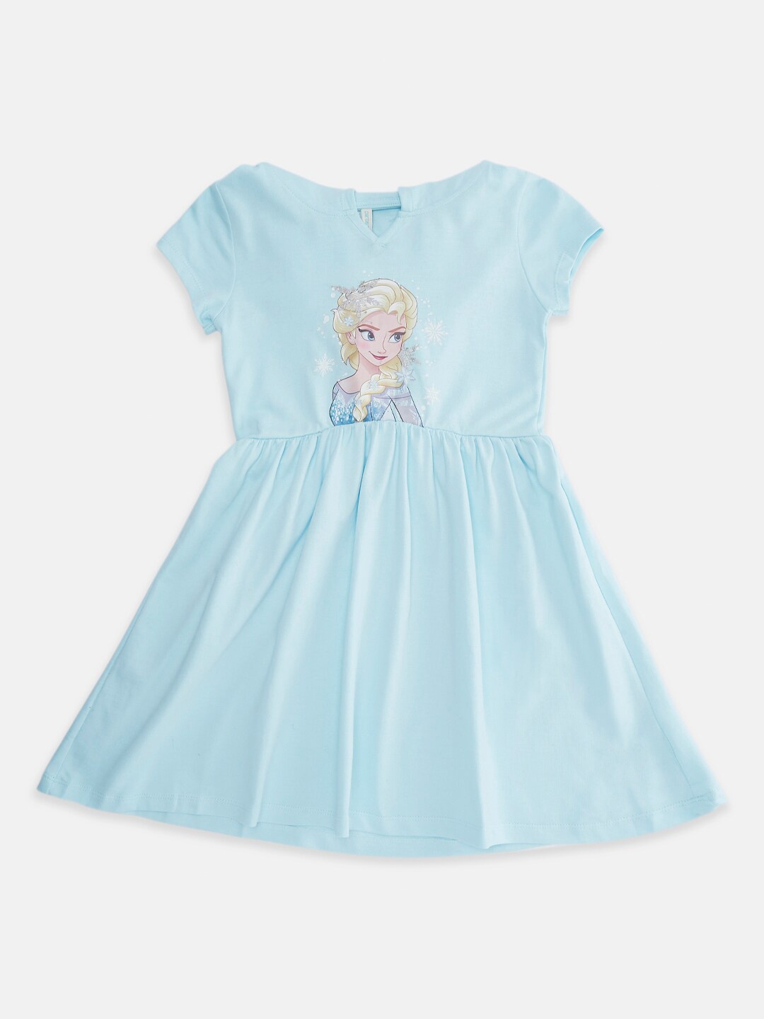 

Pantaloons Junior Girls Frozen Printed Hooded Cotton Fit & Flare Dress, Blue