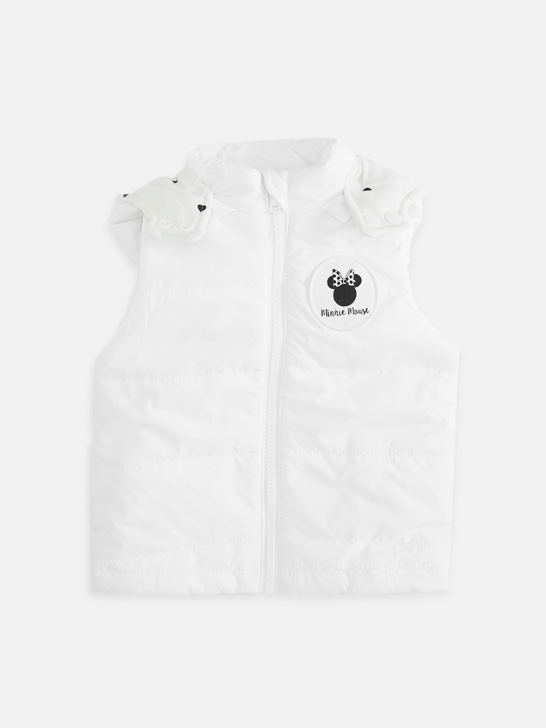 

Pantaloons Baby Girls Sleeveless Hooded Padded Jacket, Off white