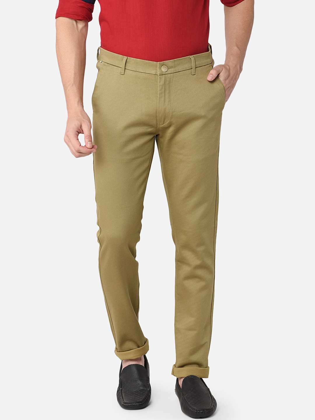 

MOZZO Men Slim Fit Cotton Chinos Trousers, Khaki