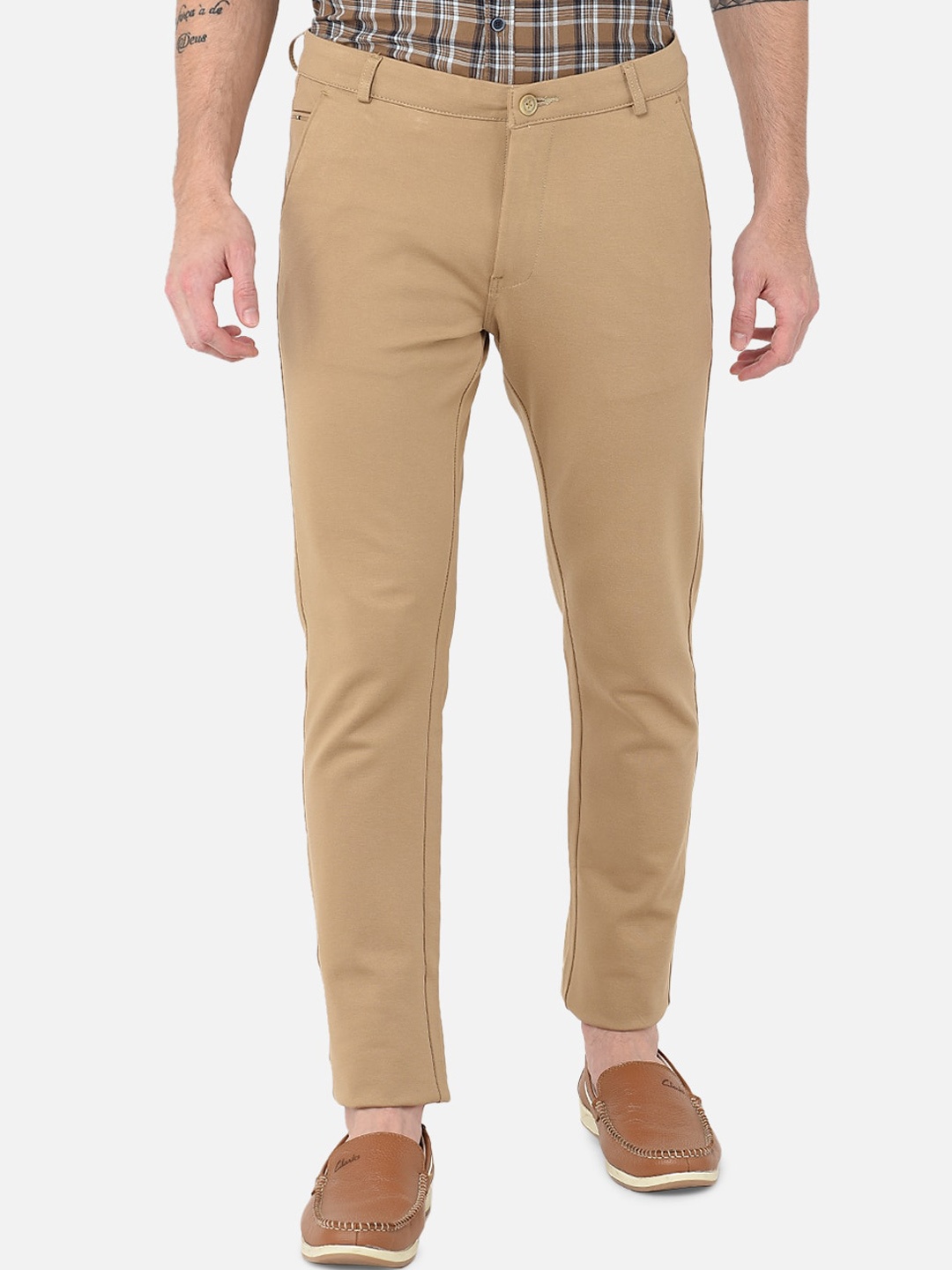 

MOZZO Men Slim Fit Cotton Chinos Trousers, Khaki