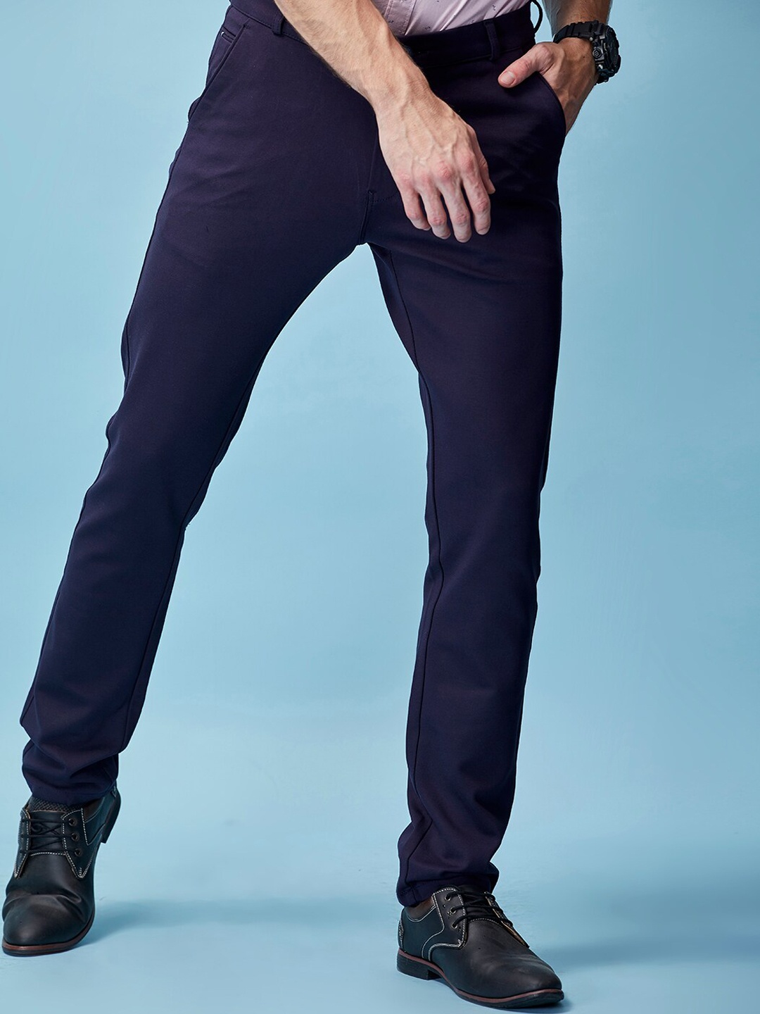 

MOZZO MMen Slim Fit Cotton Trousers, Navy blue