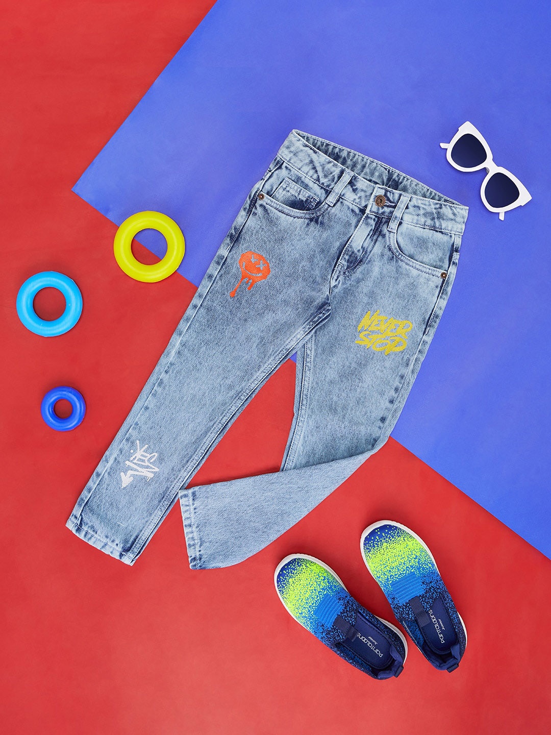

Pantaloons Junior Boys High Fade Crop Jeans, Blue