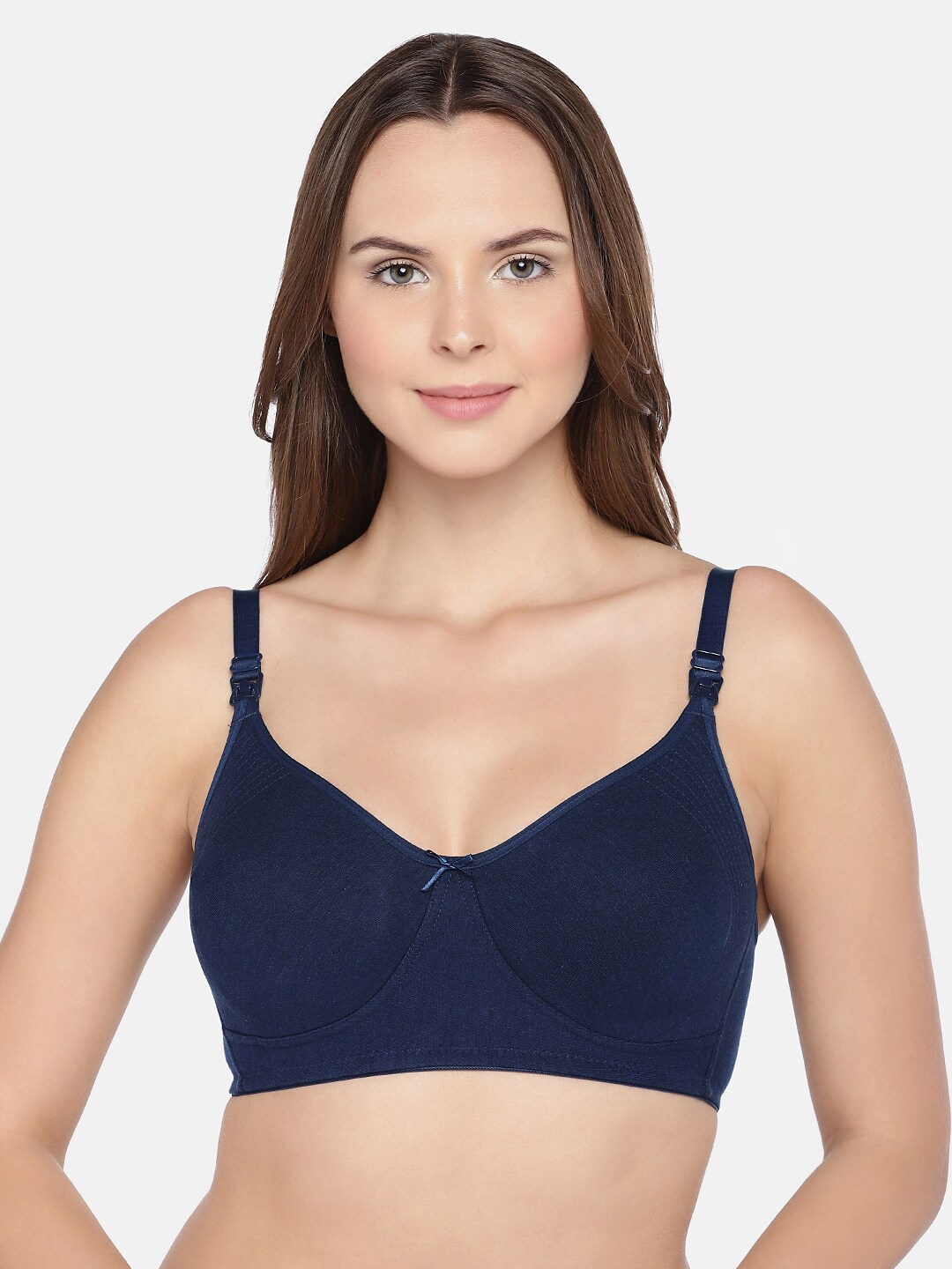 

Inner Sense Non-Wired Non-Padded Seamless Antimicrobial Maternity Bra With Extender, Navy blue