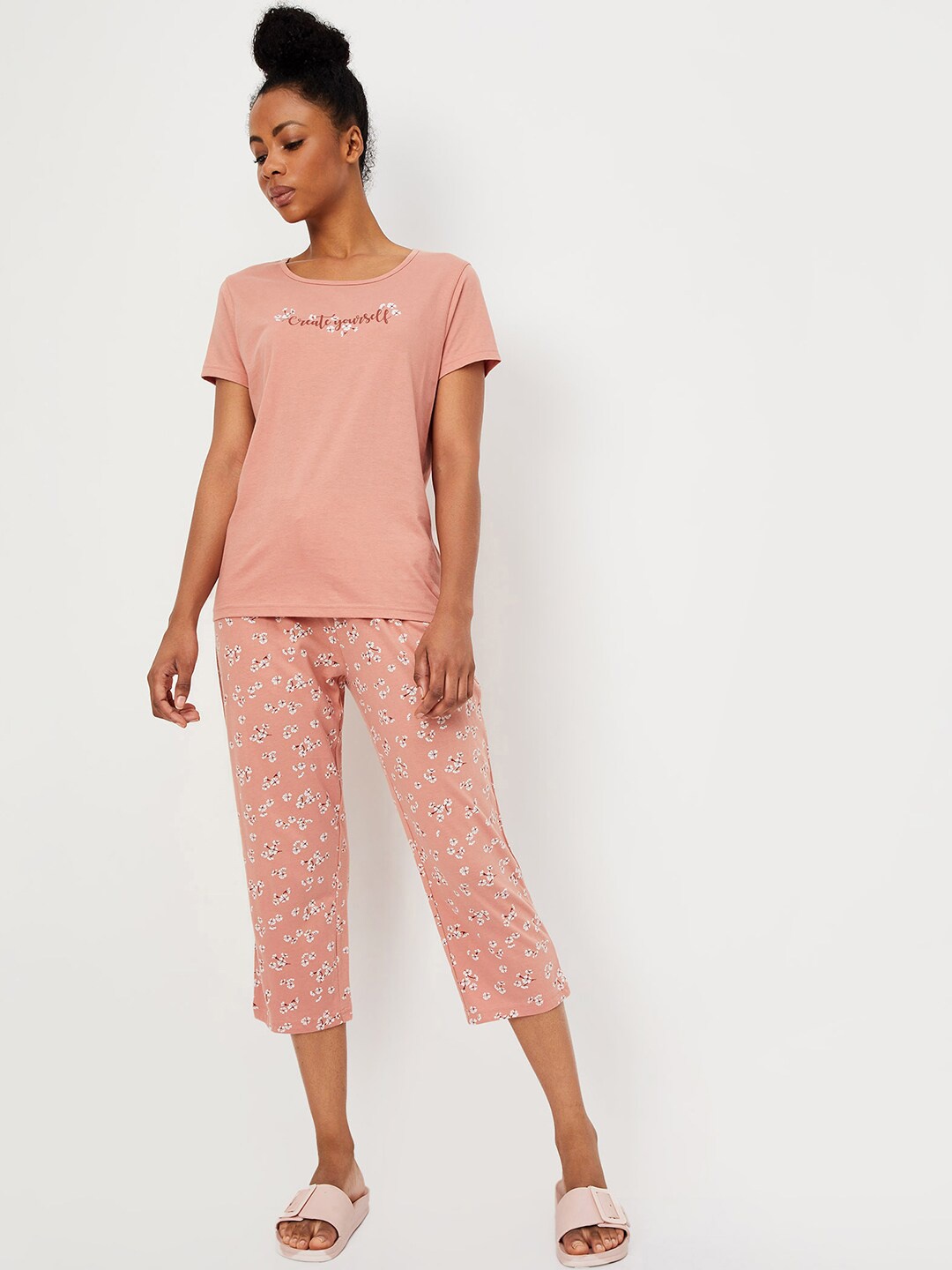 

max V-Neck Pure Cotton Night suit, Pink