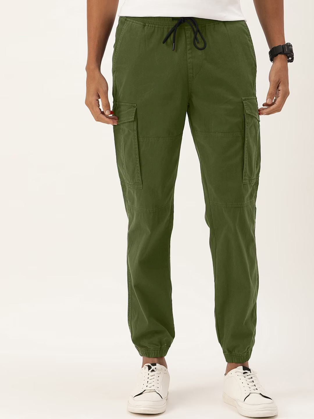 

Bene Kleed Men Cotton Lycra Cargo Pocket Joggers, Green