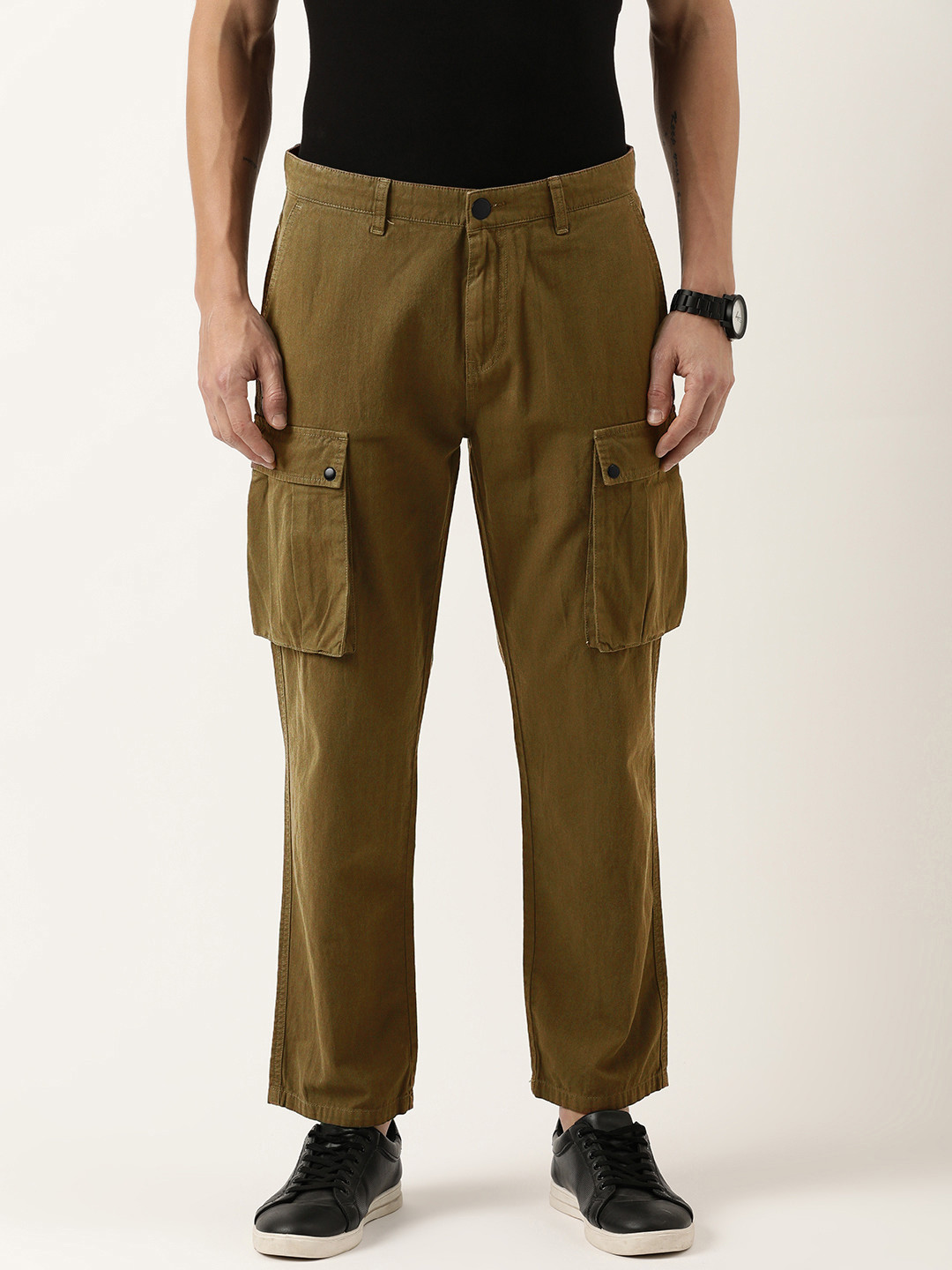 

Bene Kleed Men Relaxed Fit Pure Cotton Cargos, Bronze