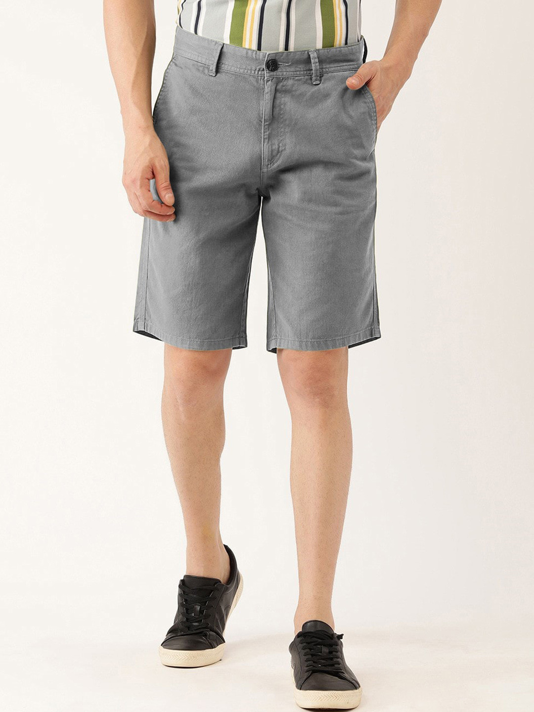 

IVOC Men Slim Fit Mid-Rise Regular Shorts, Grey