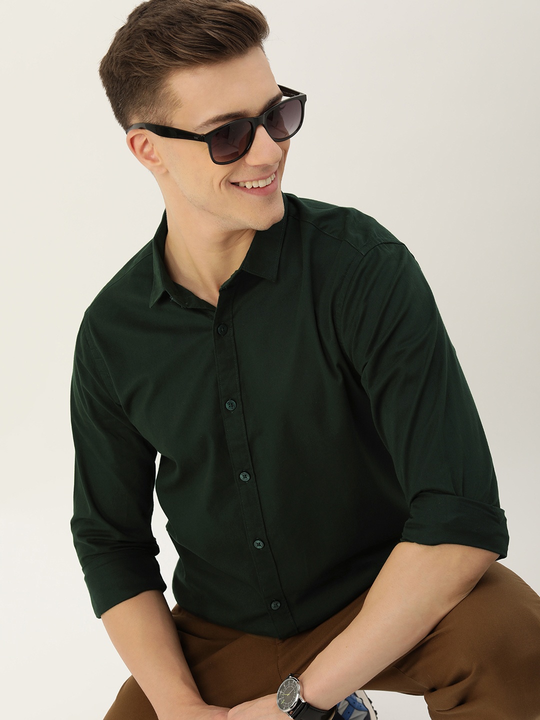

Harvard Men Opaque Cotton Casual Shirt, Green