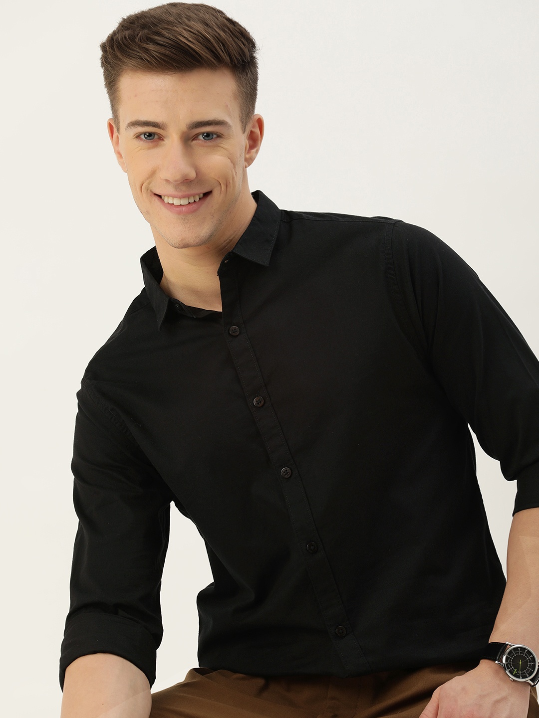 

Harvard Men Opaque Cotton Casual Shirt, Black