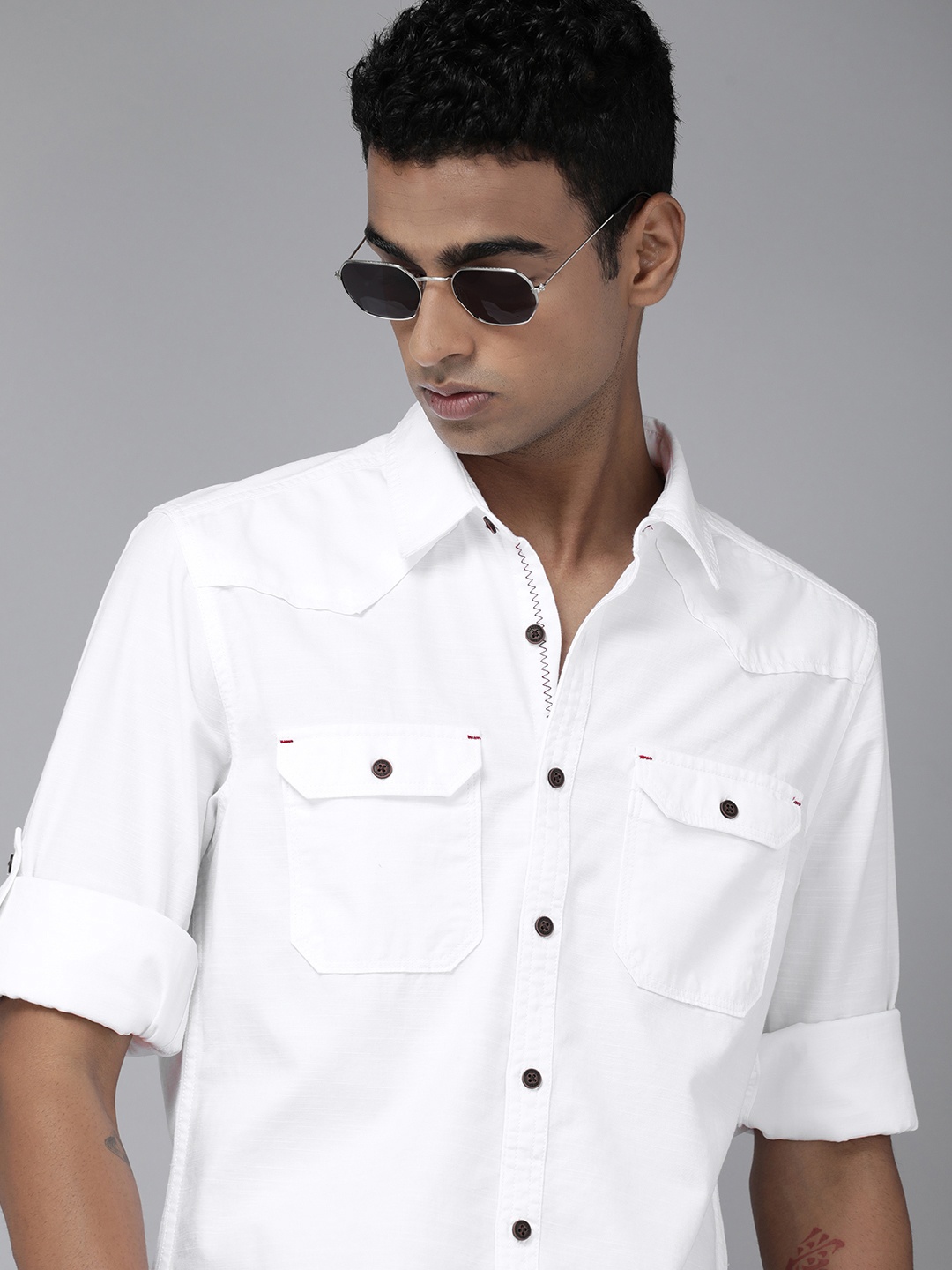 

The Roadster Life Co. Pure Cotton Casual Shirt, White