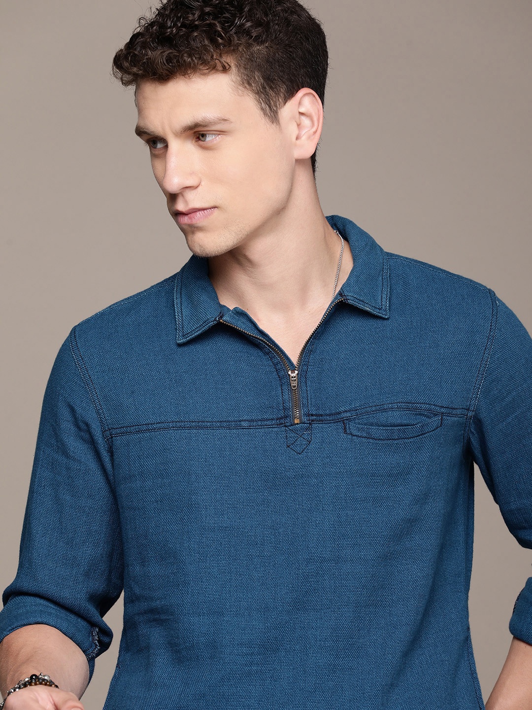 

The Roadster Life Co. Pure Cotton Casual Shirt, Blue