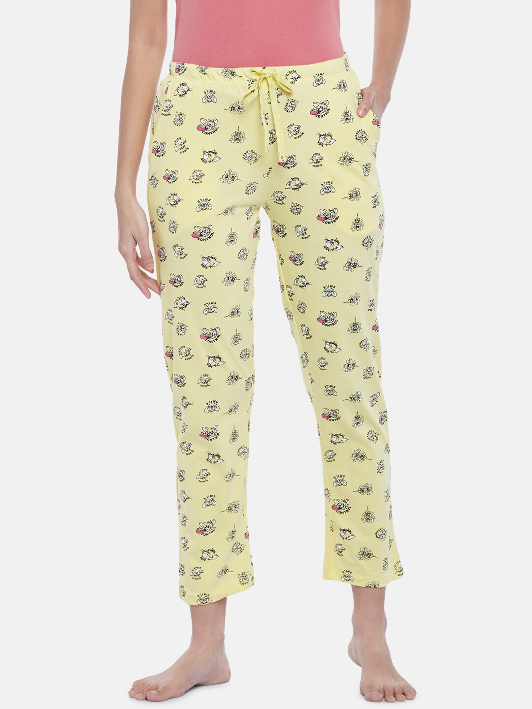 

Dreamz by Pantaloons Women Printed Cotton Lounge Pants, Yellow